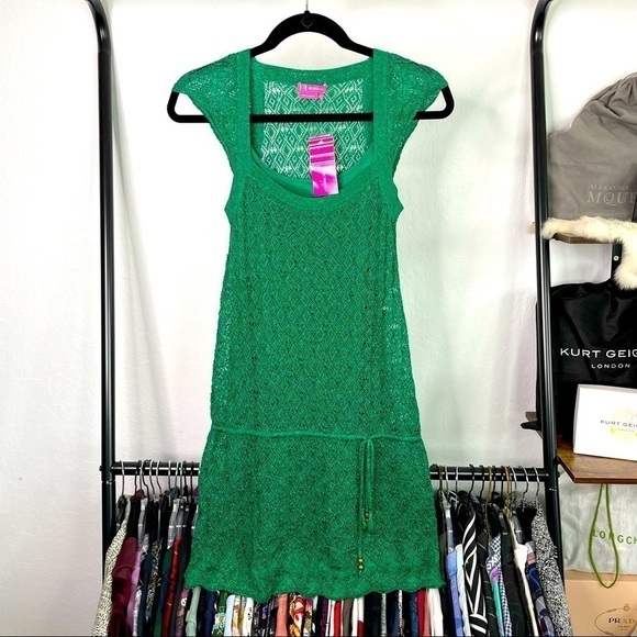 𝅺bcbgirls Metallic Emerald Green Knit Dress - Picture 1 of 8